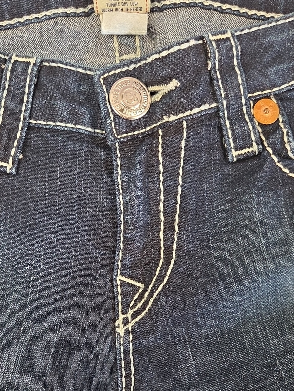 VTG True Religion Twisted Curved Seam Flare Jeans - Size 32 - Picture 8 of 13